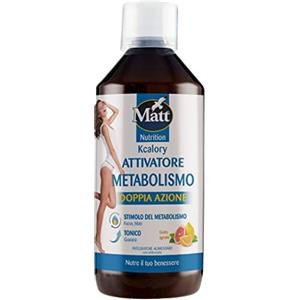 Matt - Kcalory Attivatore Metabolismo - Integratore Alimentare a Doppia Azione a Base di Fucus, Matè e Guaranà - Tonifica il Corpo - Confezione da 500ml, Gusto Agrumi