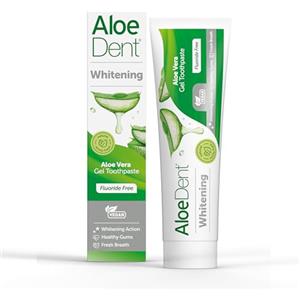 Aloe Dent Dentifricio sbiancante all'aloe vera senza fluoro, azione naturale, vegano, cruelty free, senza SLS, naturalmente bianco, gengive sane, 100 ml, la confezione può variare