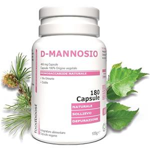 foodboost D-Mannosio 400 mg - 180 Capsule Vegane - Integratore alimentare senza Glutine senza Lattosio - Cistite e Benessere delle Vie Urinarie