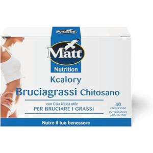 Matt, Kcalory Bruciagrassi Chitosano, Brucia Grassi a Base di Chitosano, Cromo e Cola Nitida, Utile nel Metabolismo di Carboidrati, Grassi e Proteine, Per Bruciare i Grassi, Confezione da 40 Compresse