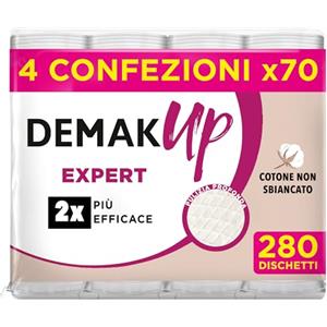 Demak'up Expert dischetti struccanti in cotone, Maxi Formato 4 confezioni da 70 dischetti, 280 dischetti totali