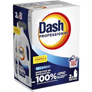 Dash Professional Classico, Detersivo Lavatrice Liquido Professionale, 180 lavaggi (90x2), Efficace su tutti i tipi di macchie grasse, Bianco Straordinario, Per Bucato Professionale