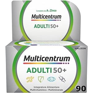 Multicentrum Adulti 50+, Integratore Alimentare Multivitaminico Completo con Vitamine B e D, Contro la Stanchezza e Affaticamento, per Adulti oltre 50 anni, 90 Compresse