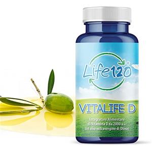 Life 120 - Vitalife D - Integratore alimentare di Vitamina D 2000 UI per softgel, 100 Softgel ad Alto Dosaggio, fondamentale per Ossa, Denti, Muscoli e Sistema Immunitario