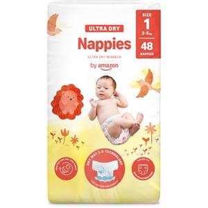 By Amazon Pannolini ultra asciutto, Taglia 1 (2-5 kg), Con canali d'areazione, Bianco, 48 Unità (1 confezioni da 48) - Nuova versione (Precedentemente un marchio Mama Bear brand, stesso prodotto)
