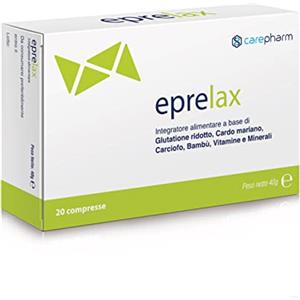 Carepharm, Eprelax, 20 Compresse di Integratore Alimentare a Base di Glutatione Ridotto, Cardo Mariano, Carciofo, Bambù, Vitamine e Minerali, Contribuisce alla Funzione Digestiva, 40 g