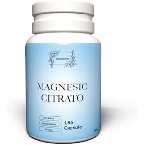 foodboost Magnesio Citrato 750 mg - 180 Capsule Vegane (3 Mesi) - Alta biodisponibilità, Buona Tollerabilità, Concentrato - per Energia, Crampi e Stanchezza - Senza Glutine - Made in Italy