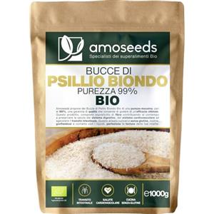 Amoseeds Bucce di Psillio Biondo BIO 1KG | Purezza Massima 99% | Psilio Indiano, Naturale, Puro, Ricco di Fibre | Transito, Digestione, Senza Glutine | Qualità Superiore (1kg)