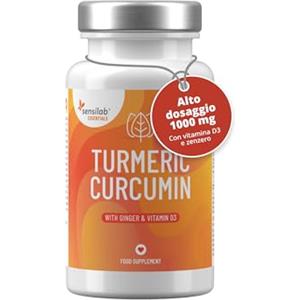 Sensilab Curcumina 1000 mg con vitamina D3 e estratto di zenzero - Sensilab Curcuma capsule in forma micellare - 60 Capsule Curcumina NovaSOL