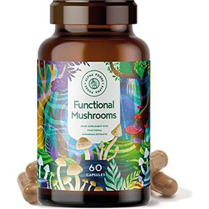 Alpha Foods Funghi Funzionali con Maitake, Funghi Shiitake, Cordyceps, Fungo Reishi, Agaricus, Lions Mane | Integratore Multivitaminico Completo per Difese Immunitarie Adulti e Salute del Cuore | Alpha Foods