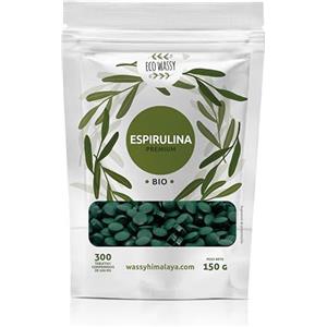 ECO WASSY Spirulina Organica in compresse. Dose massima 3000 mg. (150 g|300 Uni.) 100% Spirulina di massima purezza antiossidante. Naturale E Senza Additivi | Detox/Saziante/Vegano. Super Cibo in pillola