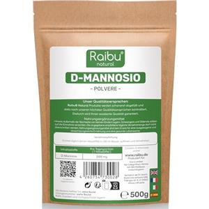 RAIBU D-Mannosio puro in Polvere 500g - Raibu D Mannosio Polvere Confezionato e Testato in Europa I Naturale e Vegan I Cucchiaio Dosatore Incluso