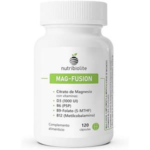 Nutribiolite Magnesio Citrato e Vitamine D3, B6 (P5P), B9 (folato 5-MTHF), B12 (metilcobalamina). Stanchezza, Affaticamento, Funzione Muscolare, Articolazioni e Omocisteina. 120 capsule - MAG-FUSION