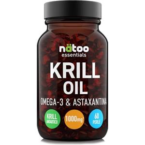 NÄTOO Olio di Krill, 60 Capsule, 1000mg, Olio di Krill Antartico, Ricco di Acidi Grassi Omega 3 e di Astaxantina, Alta Biodisponibilità