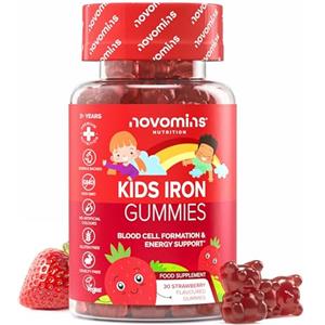 Novomins Caramelle Gommose Ferro per Bambini - Vitamine Bambini per Sistema Immunitario - Integratore Ferro Ve-gan - Fornitura 1 Mese - Multivitaminico - 30 Vitamine Gommose Masticabili