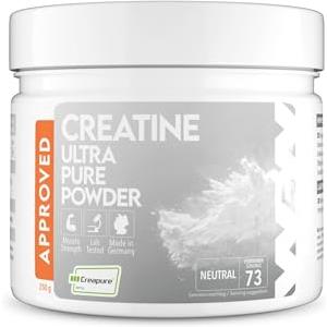 WORLD'S FOOD NUTRITION WFN Approved Creatine - Creapure - Neutro - 250 g - Creatina monoidrato - Polvere - Vegano - 73 porzioni - Prodotto in Germania - Testato in laboratorio esterno