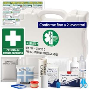 ONFARMA FARMA3 BIANCA Cassetta pronto soccorso COMPLETA DI CARTELLO PRIMO SOCCORSO conforme DM 388 allegato 2 per aziende fino a 2 lavoratori e mezzi aziendali