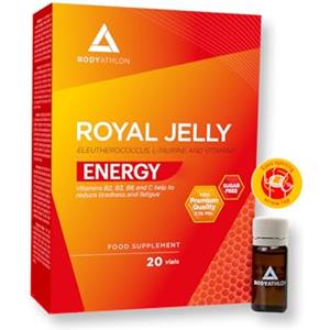 Bodyathlon- Pappa Reale e Ginseng- Migliora il rendimento fisico e intellettuale- Energia Vitalità- Complesso vitaminico- Eleuterococco (Ginseng Siberiano) L-Taurina Vitamine gruppo B, C, E- 20 Fiale