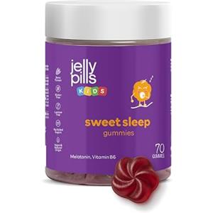 Jelly Pills Melatonina per Bambini e Vitamina B6 - 70 Gummies Vegane - Senza Zuccheri Aggiunti - Gusto Frutti di Bosco - 0,5 mg per Porzione - Dai 3 Anni in su