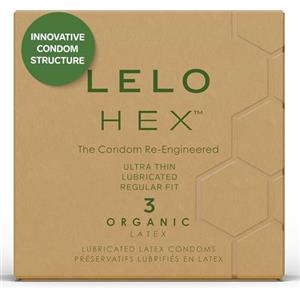 LELO Preservativi Biologici LELO HEX Realizzati in Lattice di Origine Biologica e Arricchiti con L-Arginina, Preservativi Ultra-Sottile 3 pack