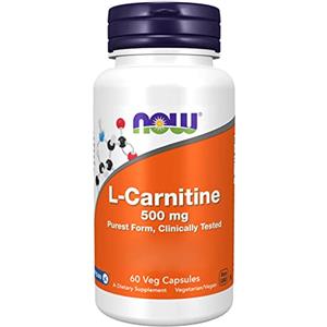 Now Foods L-Carnitina, 500 mg, Carnipure®, 60 Capsule vegane, Testato in Laboratorio, Senza Glutine, Vegetariano, Senza Soia, Non OGM