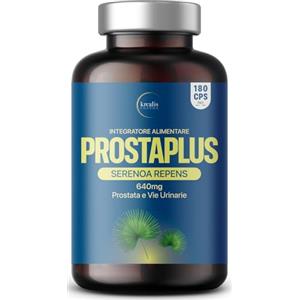 Krealis Prostaplus - Serenoa Repens 640mg, 180 Capsule (fino A 6 Mesi Di Trattamento), Saw Palmetto, Prostata Integratore, Formula Potente Con 6 Estratti Mirati Per Il Benessere Completo Dell'uomo