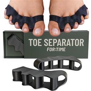 For Time Fitness Separatore Dita Piede - 1 Paio di Distanziatore Dita Piedi per Dita Sovrapposte - Separatori Dita Piedi - Divaricatore Dita Piedi per Dita Storte, Distanziatori Dita Piedi (negra, Talla única)