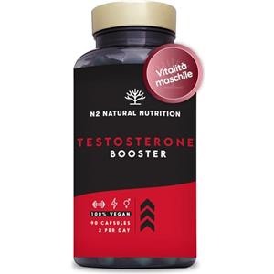 N2 Natural Nutrition Testosterone Uomo Forte. Prestazioni, Vigore e Desiderio. integratore testosterone uomo. Integratore con Maca, Taurina, Fieno Greco, Ginseng, Zinco e B6. 90 Capsule. N2 Natural Nutrition