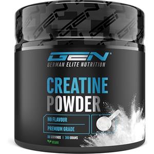 GEN GERMAN ELITE NUTRITION Creatina in polvere - 300 g - Creatina monoidrato in polvere - Solubilità ottimale e microfine - Vegan - 88 applicazioni