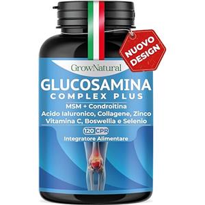 GrowNatural Glucosamina Condroitina MSM alto Dosaggio - Integratore Articolazioni e Cartilagine con Vitamina C, Collagene, Acido Ialuronico, Boswellia, Zinco, Manganese e Selenio - Made in Italy