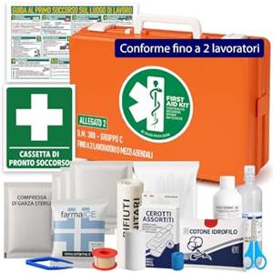 ONFARMA CASSETTA PRONTO SOCCORSO KIT MEDICAZIONE - Conforme D.M. 388 - A norma di legge per aziende (Fino a 2 lavoratori DM 388 Gr. C)