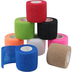 Tocone 8 Rotoli Benda Elastica Bendaggio Coesiva Nastro Autoadesivo Salvapelle Sportivo per Mani, Piedi, Ginocchia, Braccia 8 colori 5cm x 4.5m