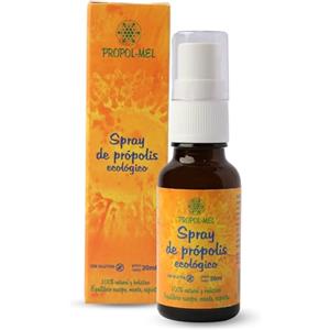 Propol-mel Propoli spray gola - 20 ml - BIO. Contribuisce al benessere della gola. Ingredienti: Propoli, miele, rosmarino, eucalipto e limone = bocca fresca. Senza glutine.