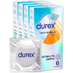 Durex Invisible Preservativi Ultrasottili (0.05 mm) ad Alta Sensibilità XL, Extralarge, 24 Profilattici