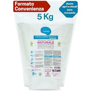 MAMICUP Percarbonato di Sodio per Bucato Puro (5 Kg, 850 Lavaggi) Smacchiatore Bucato ad Azione Sbiancante Smacchiant Igienizzante Naturale, Antimuffa, Busta Richiudibile - IN OMAGGIO 100gr di Acido Citrico