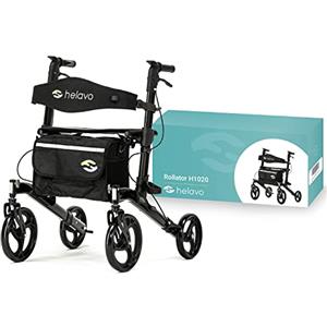 HELAVO Deambulatore per Anziani Superiore - Rollator Alluminio Regolabile Individualmente - Perfetto per la Casa e l'Esterno