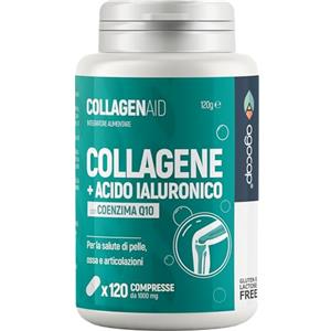 Agocap Collagene e Acido Ialuronico. Collagene idrolizzato, 120 compresse arricchite con Coenzima Q10. Collagene integratore, 1000mg con acido ialuronico compresse per pelle, ossa e Articolazioni, Agocap