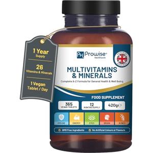 PH PROWISE Healthcare Multivitaminici e minerali A-Z I 365 compresse vegane I 26 vitamine attive essenziali e micronutrienti I Prodotto da Prowise Healthcare
