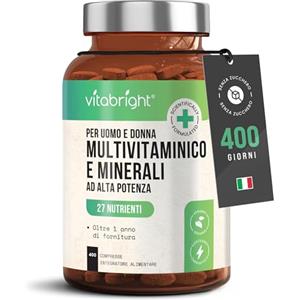 VitaBright Multivitaminico Completo Uomo/Donna 100% Tutte Vitamine, 400 Giorni, Integratori Stanchezza/Integratore Multivitaminico Donna 50 Piu/Uomo/Bambini, Ogni Vitamina - VitaBright