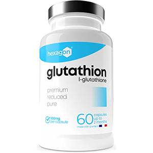 Hexagon Glutatione 300mg - Cura di 2 Mesi - Forte, Ridotto & Attivo - L-Glutatione, Purifica la Pelle - Antiossidante e Disintossicante - 60 Capsule Vegetali - Vegan - Made in France - Hexagon