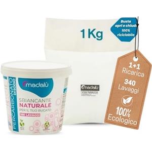 MAMICUP Percarbonato di Sodio per Bucato Puro (1+1 Kg Ricarica, 340 Lavaggi) Smacchiatore Bucato ad Azione Sbiancante, Igienizzante Naturale, Antimuffa, Professionale, Busta Richiudibile 100% Riciclabile