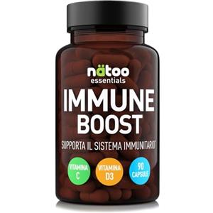 NÄTOO Immune Boost 90 Capsule - Integratore Completo per il Supporto delle Difese Immunitarie con Vitamina C, D3, Nac, Zinco, Reishi, Beta Carotene, Echinacea, Rame e Sambuco