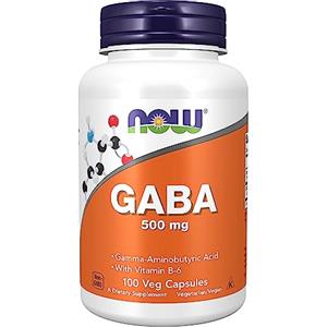 Now Foods, GABA, 500mg, 100 Capsule vegane, Testato in Laboratorio, Vitamina B6, Senza Glutine, Senza Soia, Vegetariano