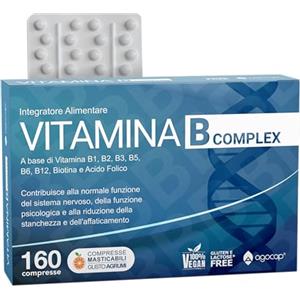 Agocap Vitamina B Complex, Vitamina B, Agocap®. Integratore di Vitamina B1, B2, B3, B5, vitamina b6, vitamina b12 e acido folico, Biotina. Integratore stanchezza 160 compresse, Vitamine Gruppo B