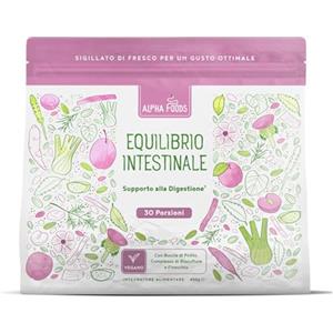 Alpha Foods Equilibrio intestinale | Fibre in polvere 450 g | Bucce di Psillio, Inulina da Cicoria | Prebiotici e Probiotici per intestino | 3,2 miliardi di CFU | Psyllium Husk Vegano | Alpha Foods