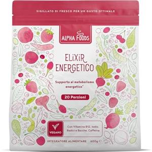 Alpha Foods Elixir Energetico | 600 g | Superfood Frullato in Polvere | Smoothie Powder con Radici e Bacche: Maca, Curcuma, Guaranà, Yerba Mate, Lamponi, Açai, Goji | Alpha Foods