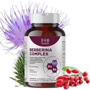 F B PHARMA Berberina Complex 120 Capsule | Berberina HCl da Berberis Aristata + Cardo Mariano + Carciofo | Integratore Naturale Made in Italy | Supporto Metabolismo, Digestione e Fegato