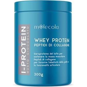 MOOLECOLA I-PROTEIN Whey Protein, Proteine del Siero del Latte con Peptidi di Collagene Idrolizzato, gusto Cioccolato, Arricchito con Vitamina C, Acido Ialuronico e Biotina