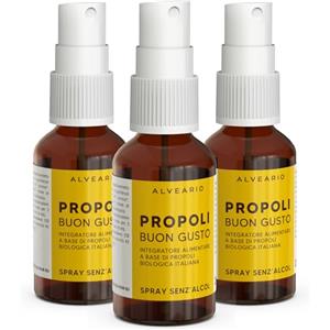 ALVEARIO - Spray Gola Propoli Buon Gusto - Spray Gola Antinfiammatorio - Integratore alimentare a base di Propoli, Prodotto in Italia, Bio, Flacone Spray - 3 x 20 ml