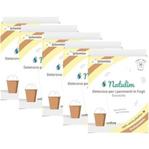Natulim │ Detergente pavimenti ecologico in fogli (30 usi) | Detersivo ecologico per pavimenti │Made in EU | Pulisce senza sporcare il pianeta | 5 confezioni da 30 pz, fragranza di gelsomino